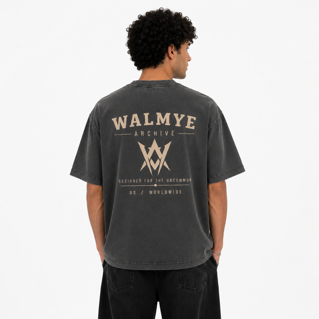 WALMYE Archive Heavyweight Vintage Washed Frayed Tee – Dark Gray