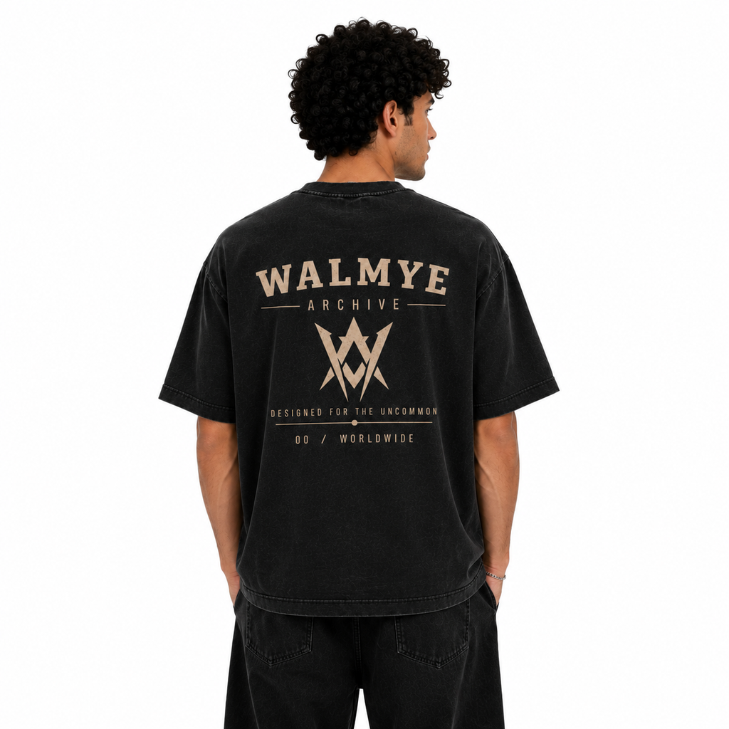 WALMYE Archive Heavyweight Vintage Washed Frayed Tee – Black