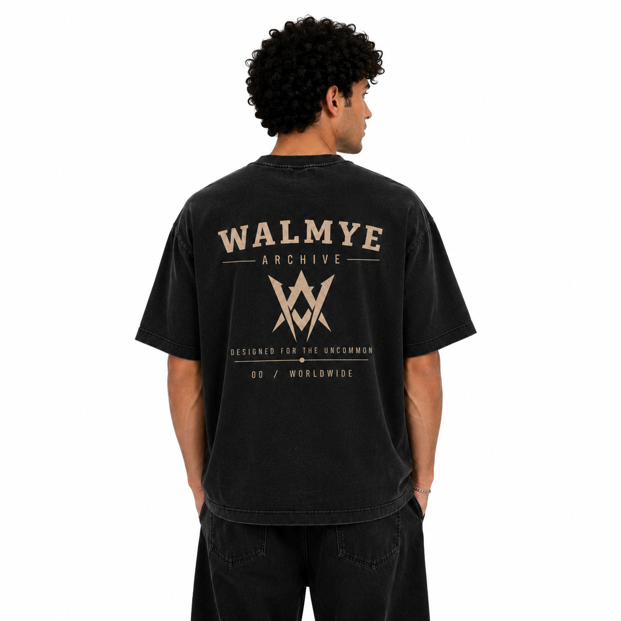WALMYE Archive Heavyweight Vintage Washed Frayed Tee – Black