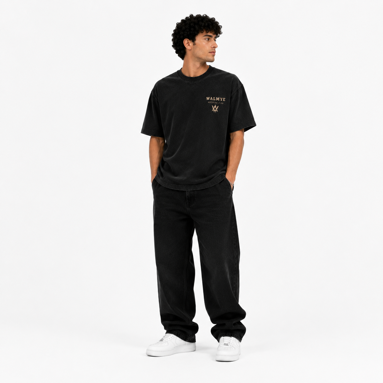 WALMYE Archive Heavyweight Vintage Washed Frayed Tee – Black