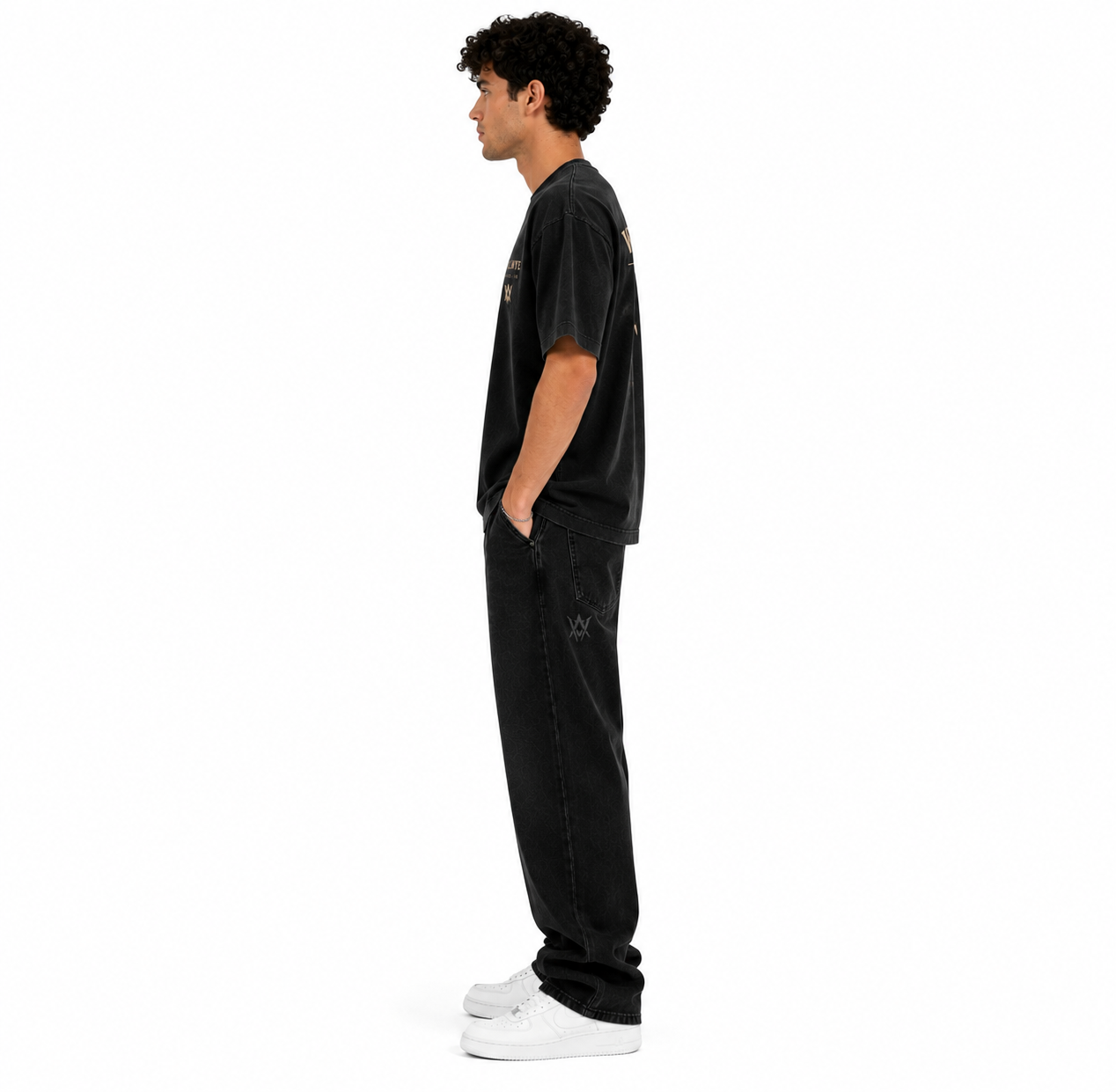WALMYE Archive Heavyweight Vintage Washed Frayed Tee – Black