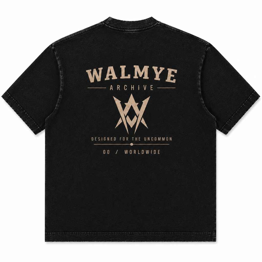 WALMYE Archive Heavyweight Vintage Washed Frayed Tee – Black