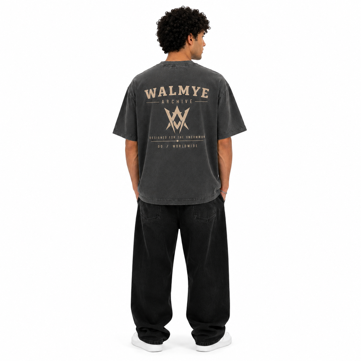 WALMYE Archive Heavyweight Vintage Washed Frayed Tee – Dark Gray