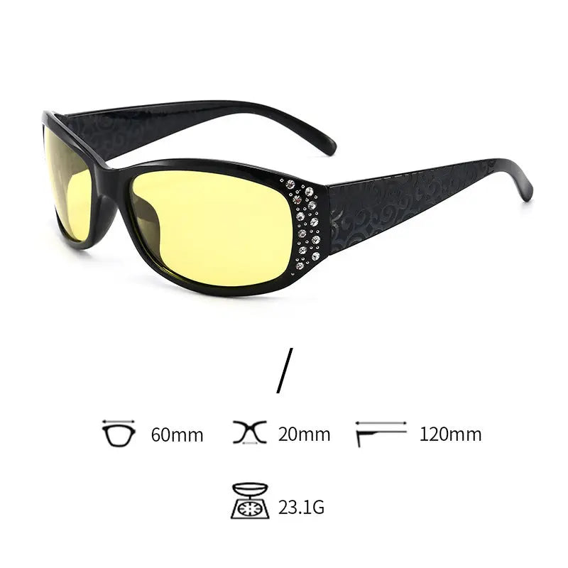 Classic Fashionable Polarized Sunglasses Women's Diamond Retro Night Vision - WAlMYe #