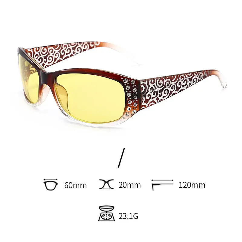 Classic Fashionable Polarized Sunglasses Women's Diamond Retro Night Vision - WAlMYe #