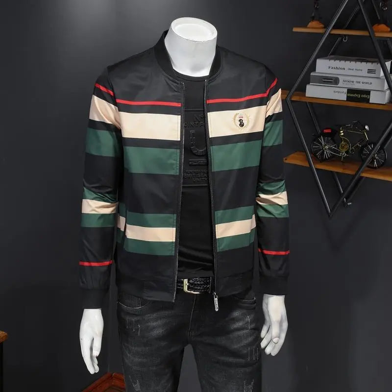Contrast Striped Jacket Casual Men's Thin Jacket - WAlMYe #