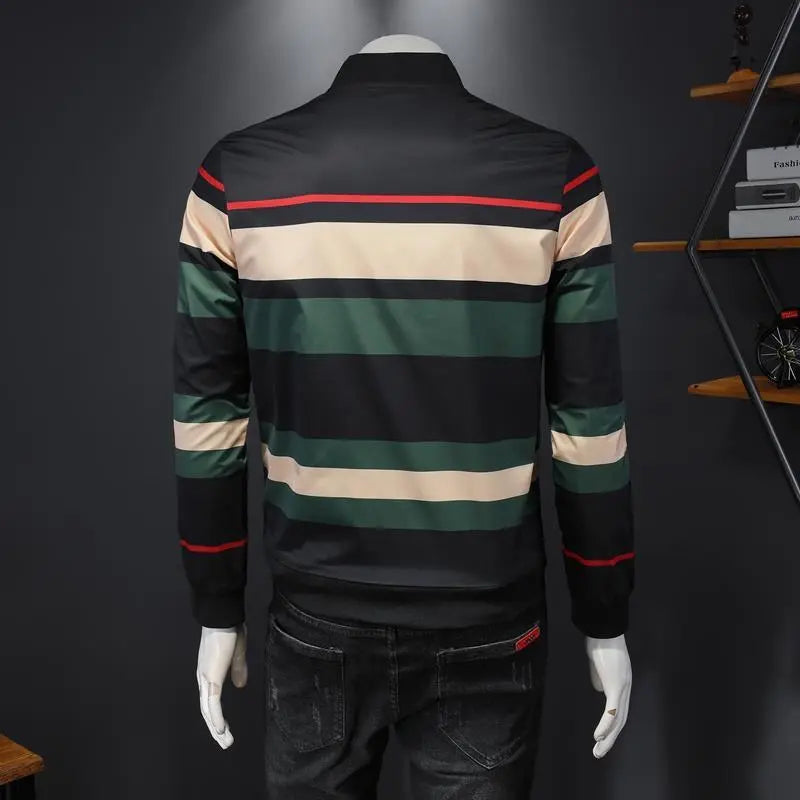 Contrast Striped Jacket Casual Men's Thin Jacket - WAlMYe #