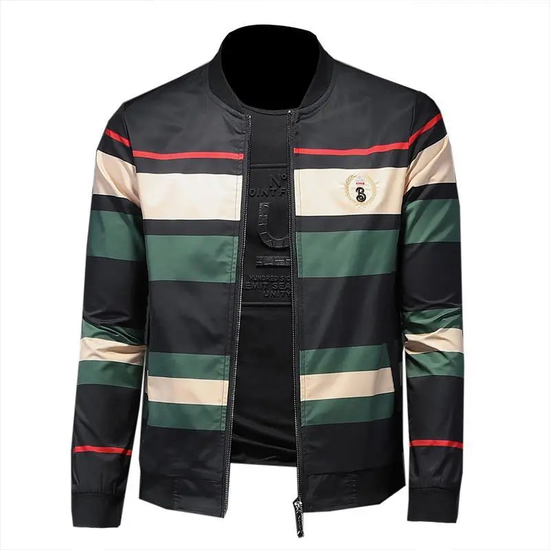 Contrast Striped Jacket Casual Men's Thin Jacket - WAlMYe #