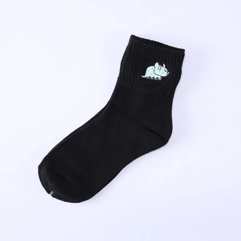 Cotton Mbroidered Dinosaur Women's Tube Socks - WAlMYe #