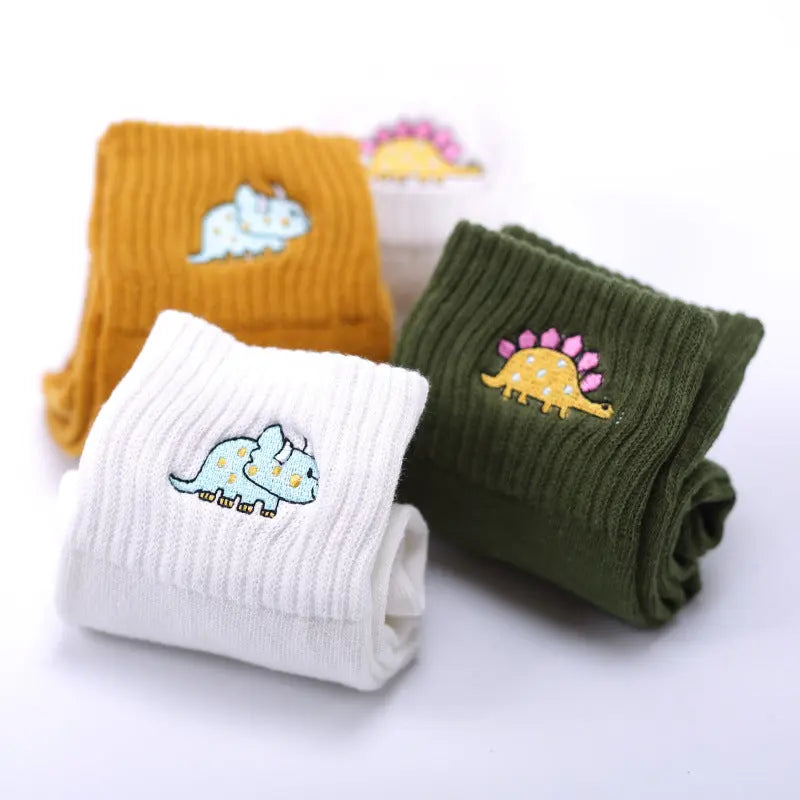 Cotton Mbroidered Dinosaur Women's Tube Socks - WAlMYe #