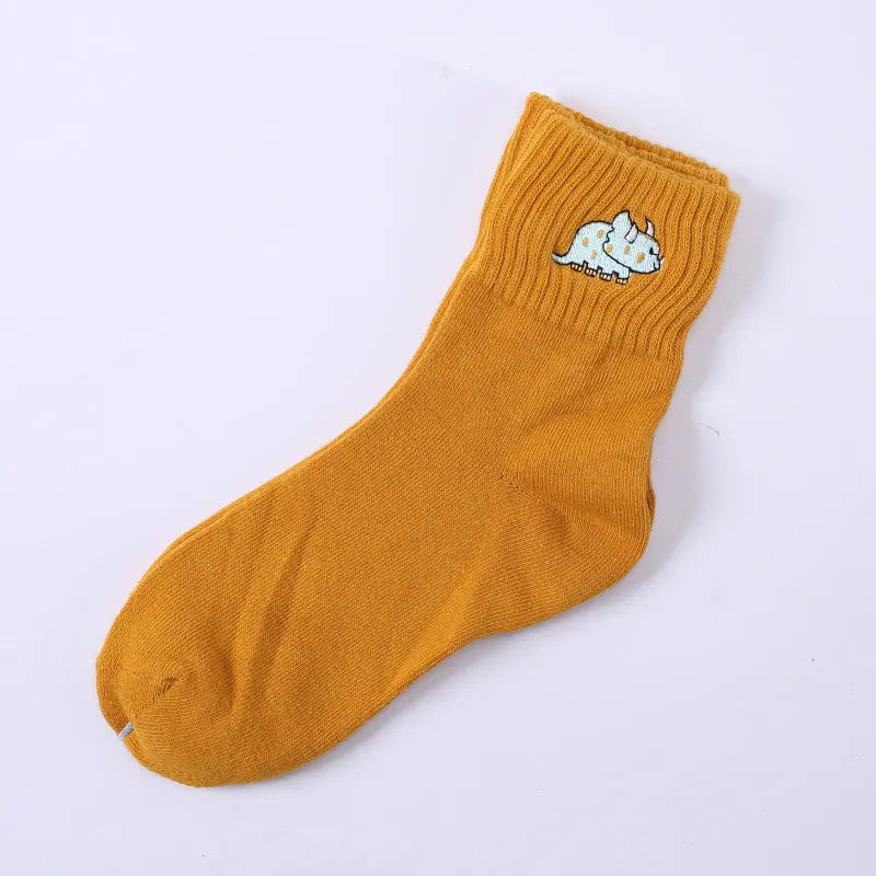 Cotton Mbroidered Dinosaur Women's Tube Socks - WAlMYe #