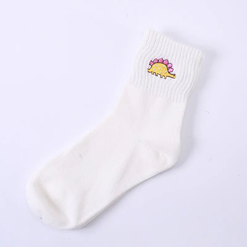 Cotton Mbroidered Dinosaur Women's Tube Socks - WAlMYe #