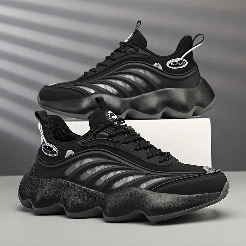 Dad Shoes 2023 New Korean Style Fashionable Ins Platform Black Low-top Sneakers Spring Leisure All-matching Men's Shoes - WAlMYe #