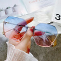 Diamond Cut Edge Rimless Two-tone Sunglasses - WAlMYe #