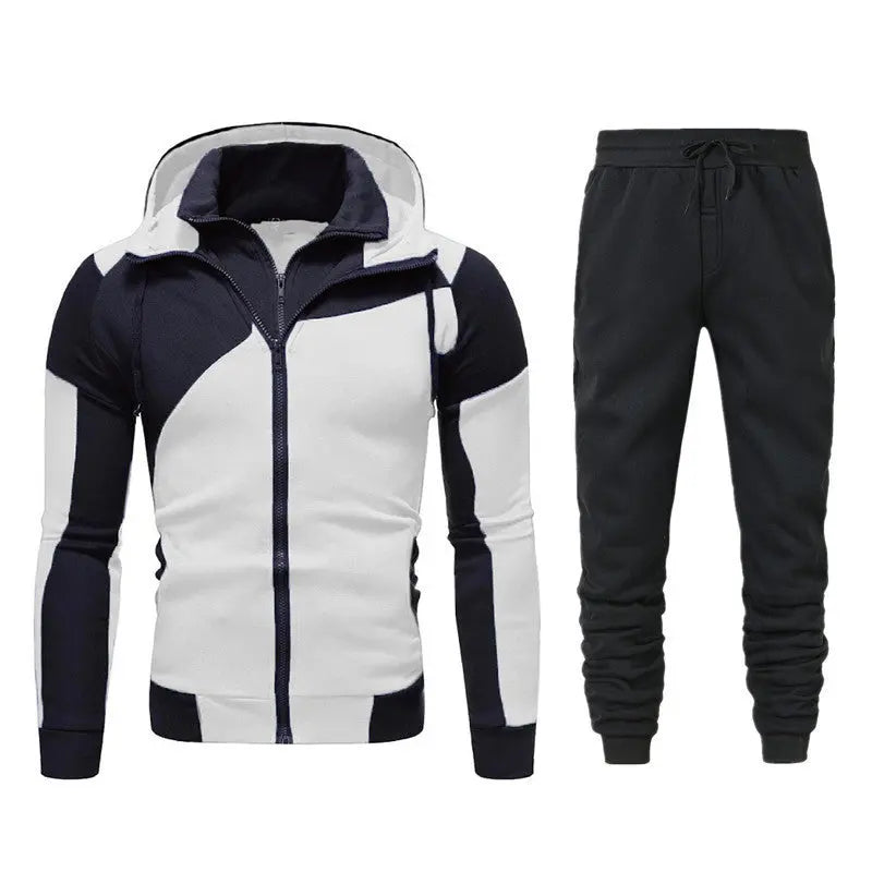Double Layer Zipper Hooded Cardigan Slim Sweatshirt Sweatpants - WAlMYe #