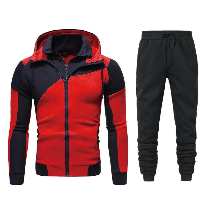 Double Layer Zipper Hooded Cardigan Slim Sweatshirt Sweatpants - WAlMYe #