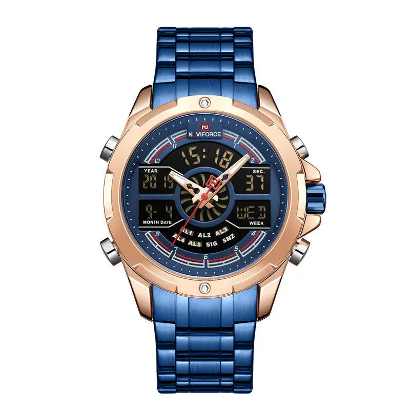 Dual Display Movement Luminous Week Calendar Chronograph Multi-function Men's Watch - WAlMYe #
