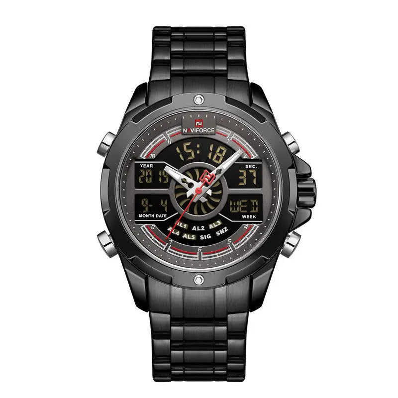 Dual Display Movement Luminous Week Calendar Chronograph Multi-function Men's Watch - WAlMYe #