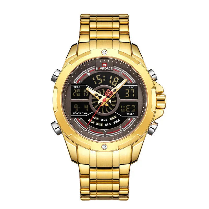 Dual Display Movement Luminous Week Calendar Chronograph Multi-function Men's Watch - WAlMYe #