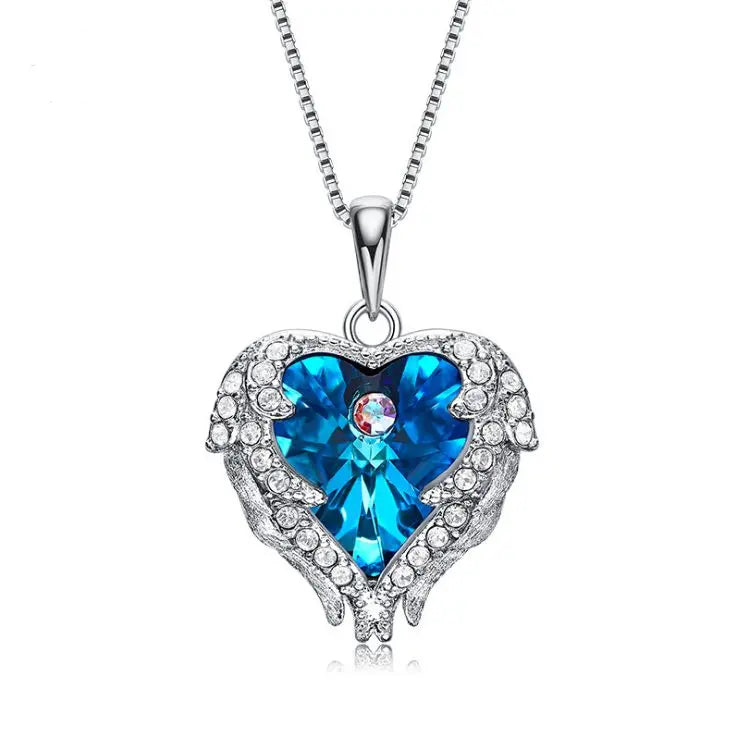 Elements Crystal S925 Sterling Silver Angel Necklace - WAlMYe #