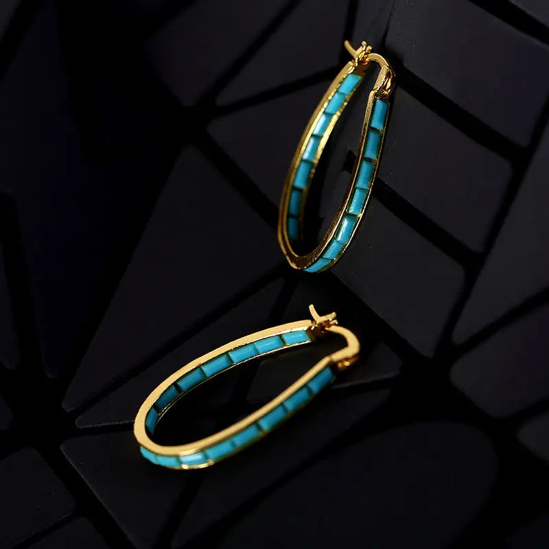 European And American Plated Gold Sapphire Earrings - WAlMYe #