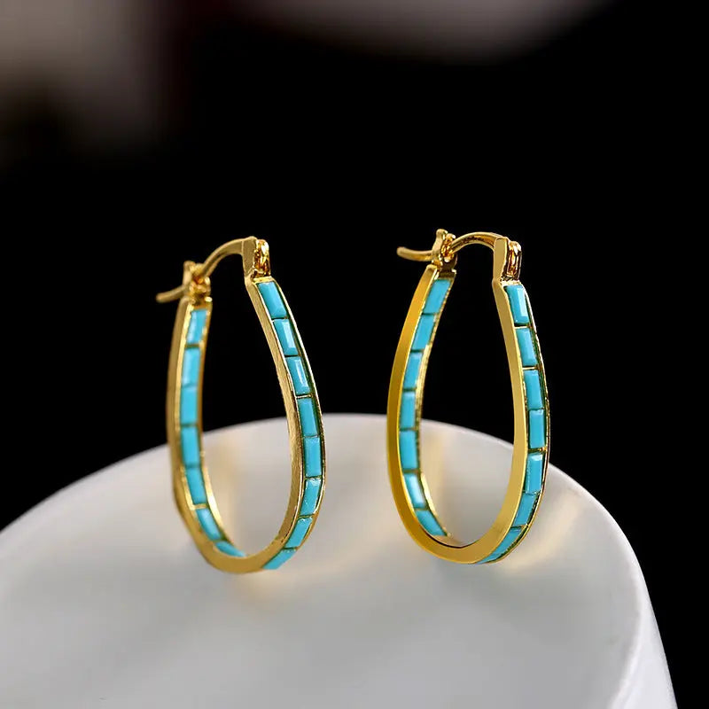European And American Plated Gold Sapphire Earrings - WAlMYe #