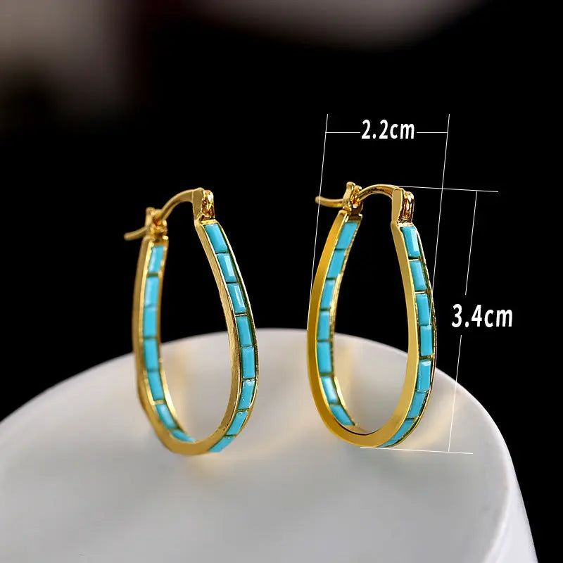 European And American Plated Gold Sapphire Earrings - WAlMYe #