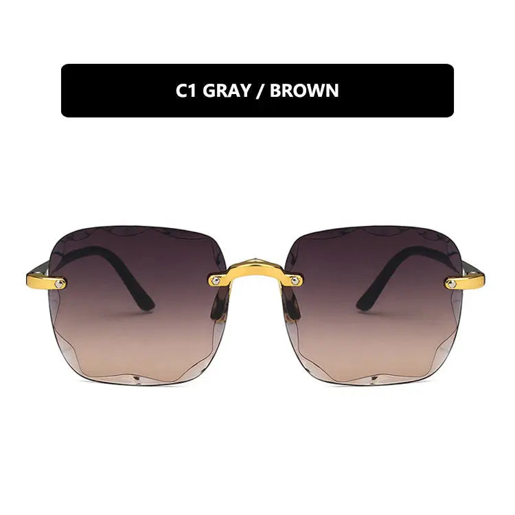 European And American Square Sunglasses Trimmed Frameless Tide Large Rim Sunglasses - WAlMYe #
