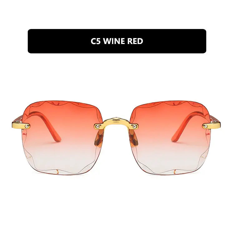 European And American Square Sunglasses Trimmed Frameless Tide Large Rim Sunglasses - WAlMYe #