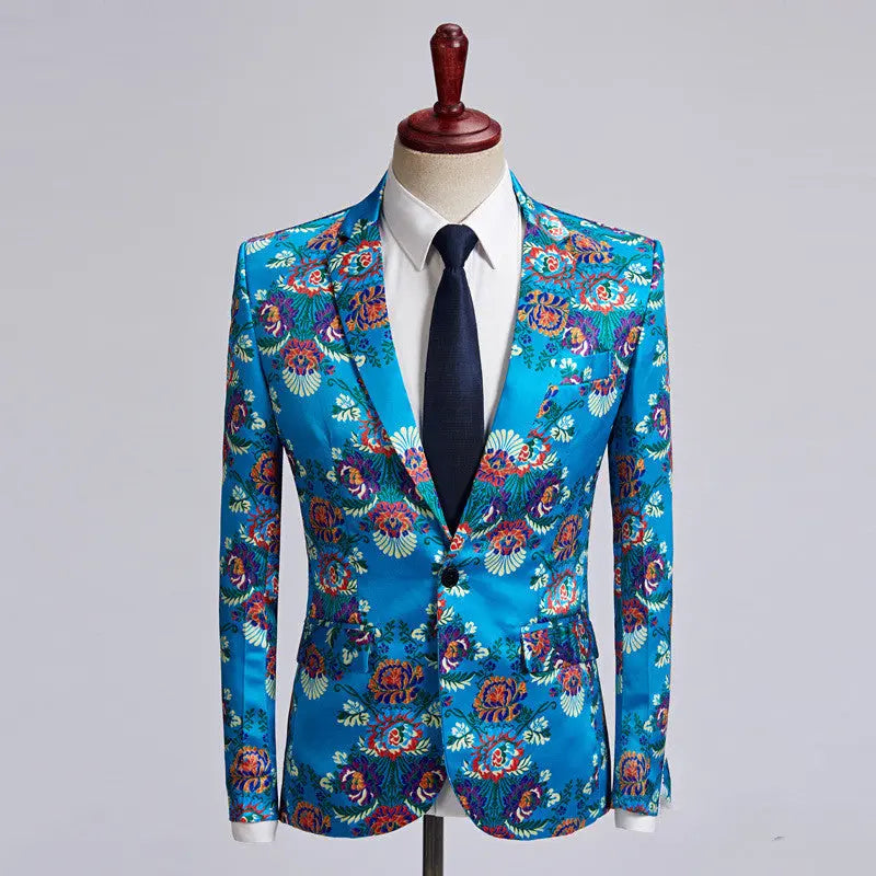 European And American Style Large Size Men's Printed Suit Jacket Korean Casual Cross-Border Amazon Jacket Spring And Autumn Models With A Buckle - WAlMYe #