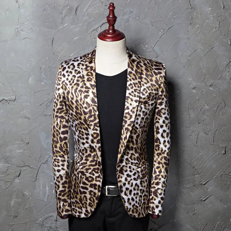 European And American Style Large Size Men's Printed Suit Jacket Korean Casual Cross-Border Amazon Jacket Spring And Autumn Models With A Buckle - WAlMYe #