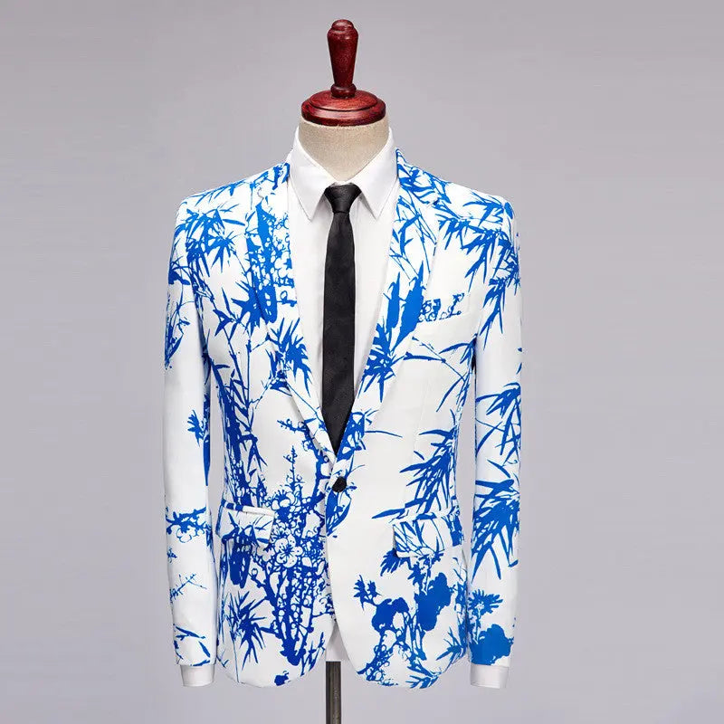European And American Style Large Size Men's Printed Suit Jacket Korean Casual Cross-Border Amazon Jacket Spring And Autumn Models With A Buckle - WAlMYe #