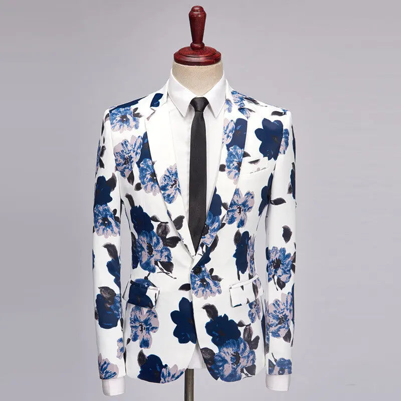 European And American Style Large Size Men's Printed Suit Jacket Korean Casual Cross-Border Amazon Jacket Spring And Autumn Models With A Buckle - WAlMYe #