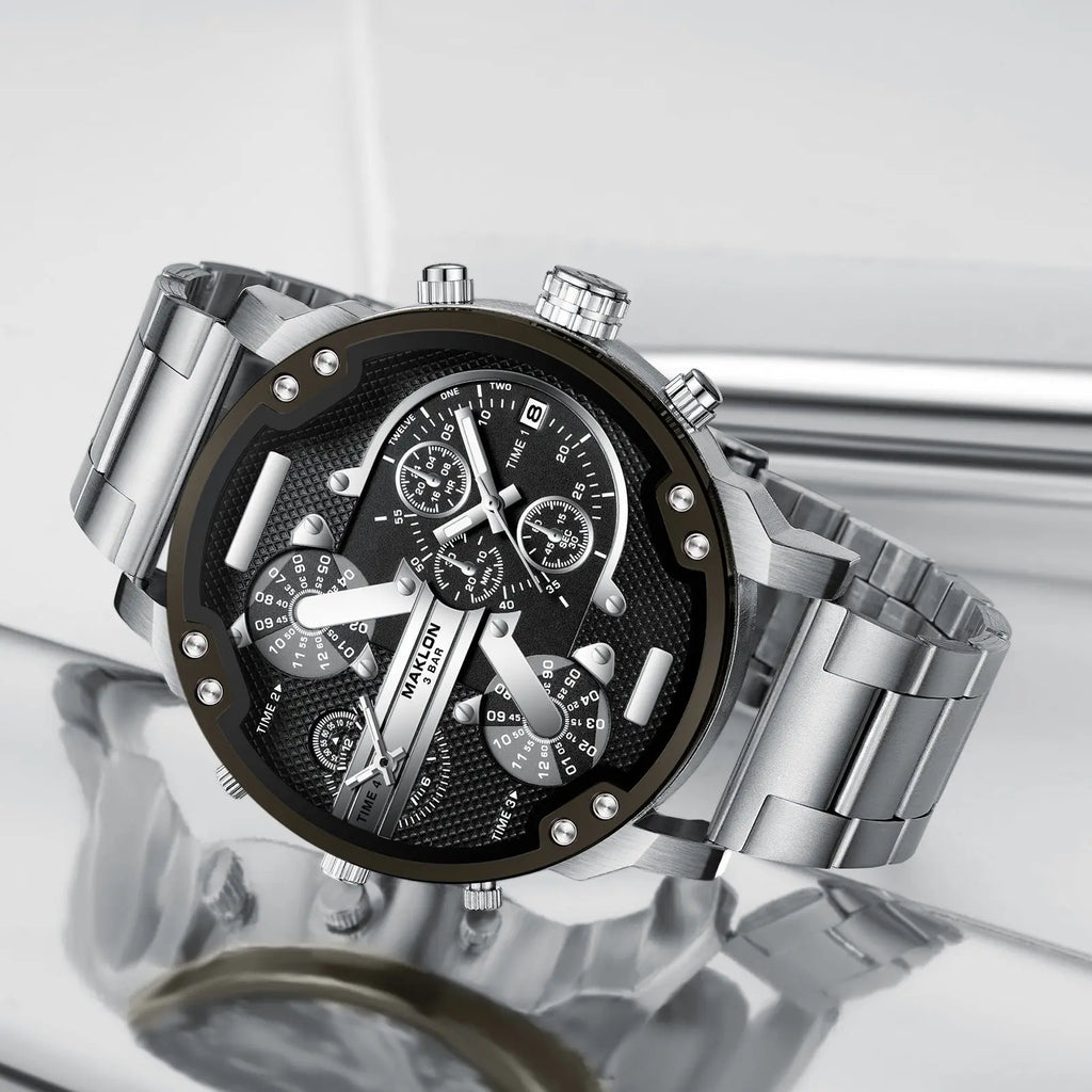 European And American Trendy Big Dial Two-place Personality Watch Men - WAlMYe #