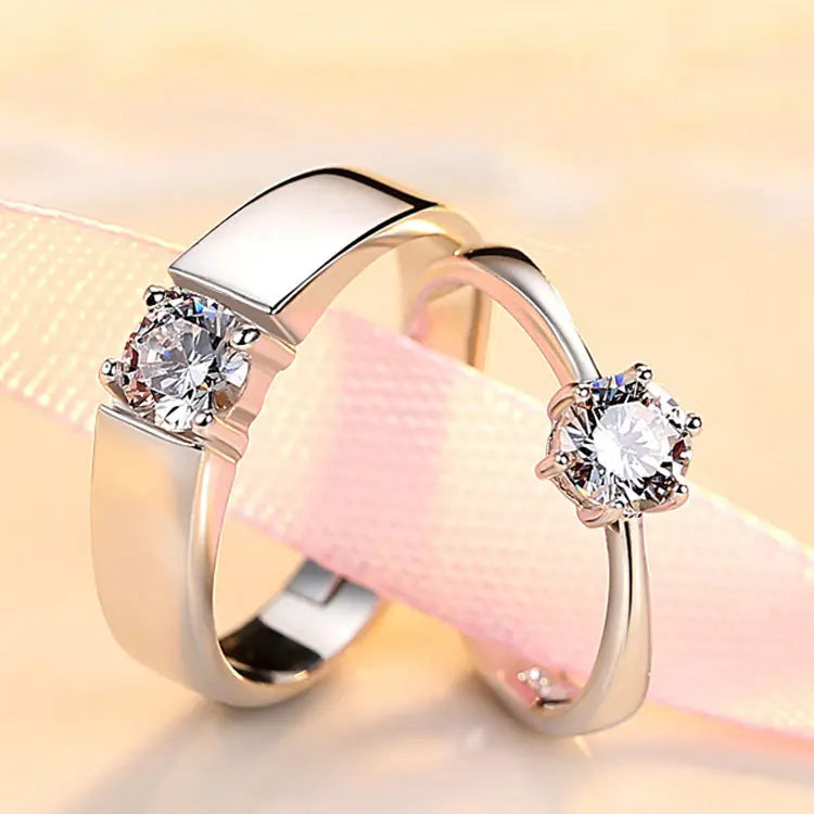 Fashion Crystal Stone Wedding Engagement Rings for Couples Stainless Steel Ring - WAlMYe #