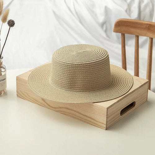 Fashion Ladies Flat Top Shade Straw Hat - WAlMYe #