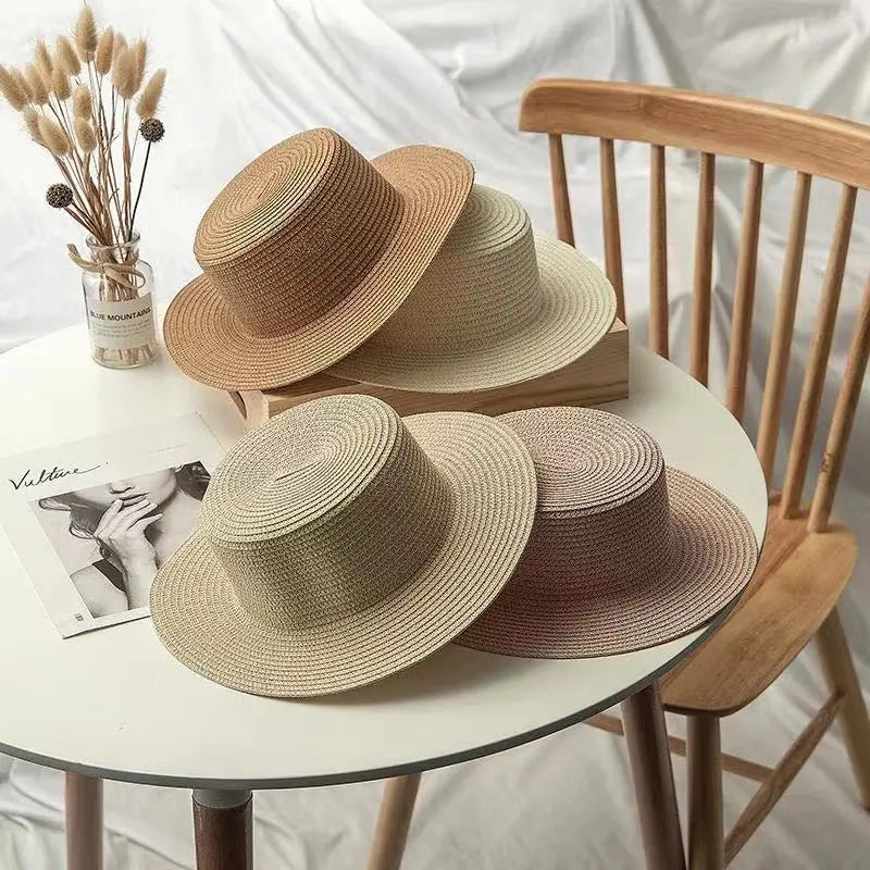 Fashion Ladies Flat Top Shade Straw Hat - WAlMYe #