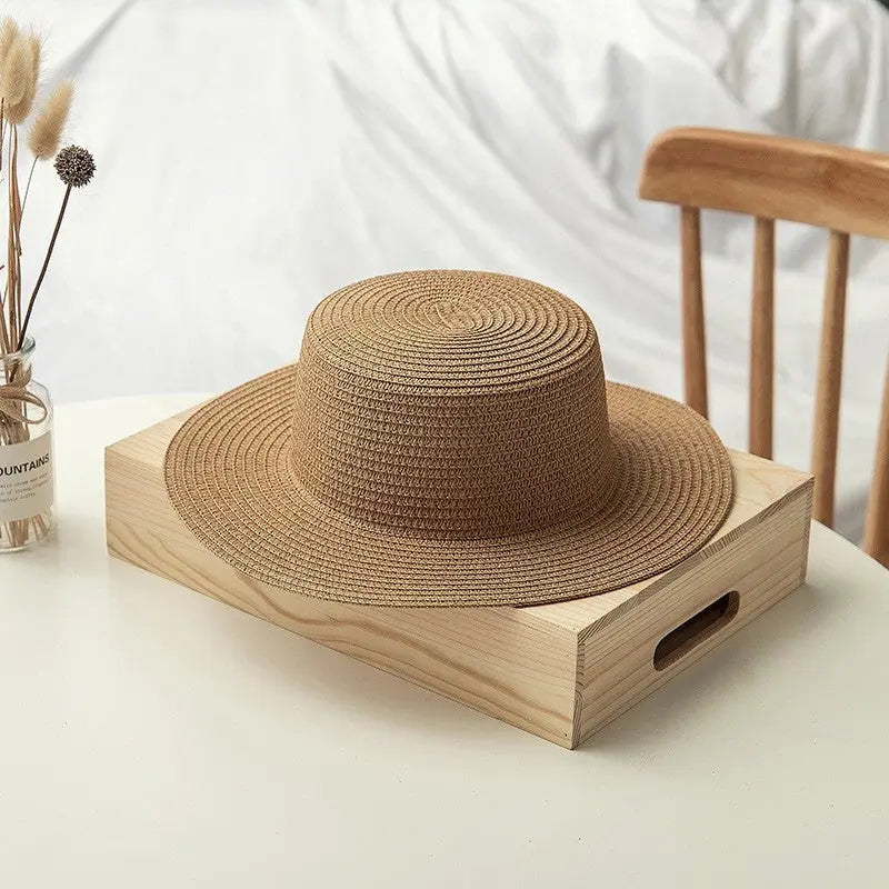 Fashion Ladies Flat Top Shade Straw Hat - WAlMYe #