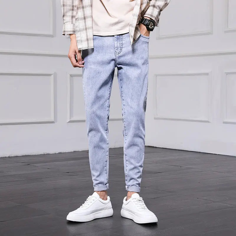 Fashion Men's Jeans Nine Part Simple Casual Men's Trousers - WAlMYe #
