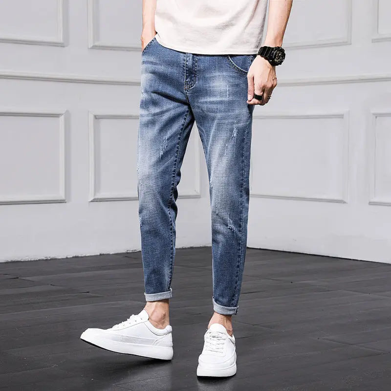 Fashion Men's Jeans Nine Part Simple Casual Men's Trousers - WAlMYe #