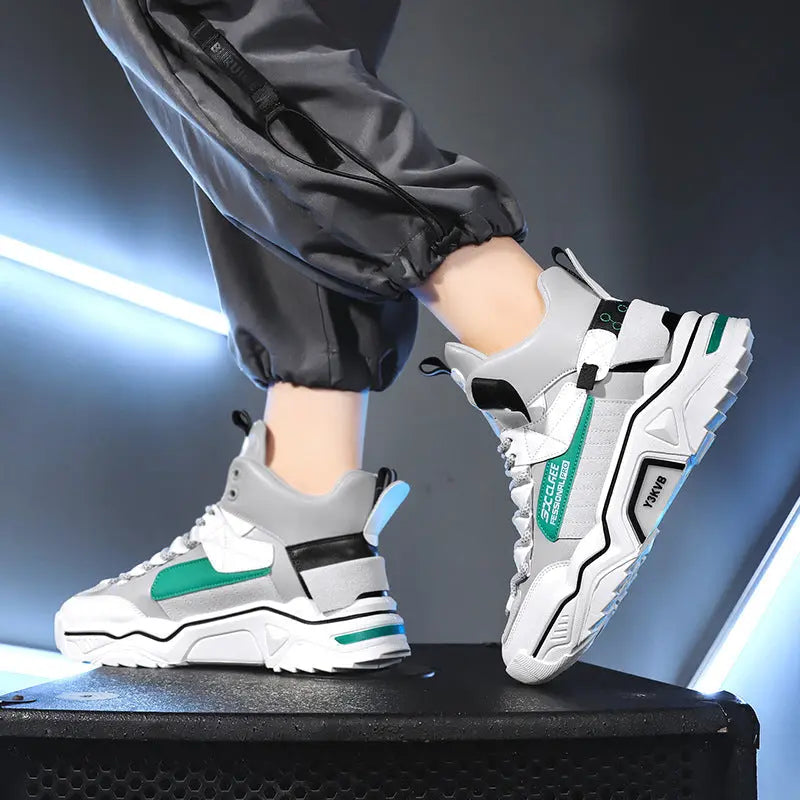 Fashion Men's Sports And Leisure Color Matching High-top Shoes - WAlMYe #