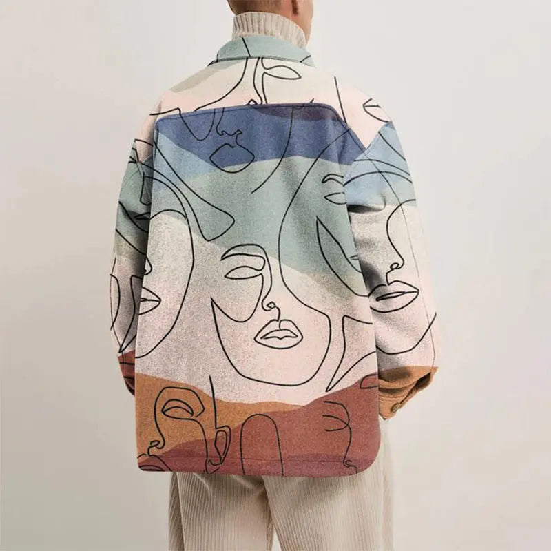 Fashion Trend Lapel Print Jacket Jacket Men - WAlMYe #