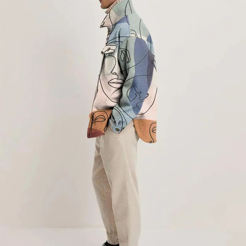 Fashion Trend Lapel Print Jacket Jacket Men - WAlMYe #