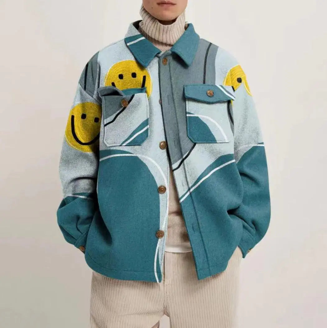 Fashion Trend Lapel Print Jacket Jacket Men - WAlMYe #