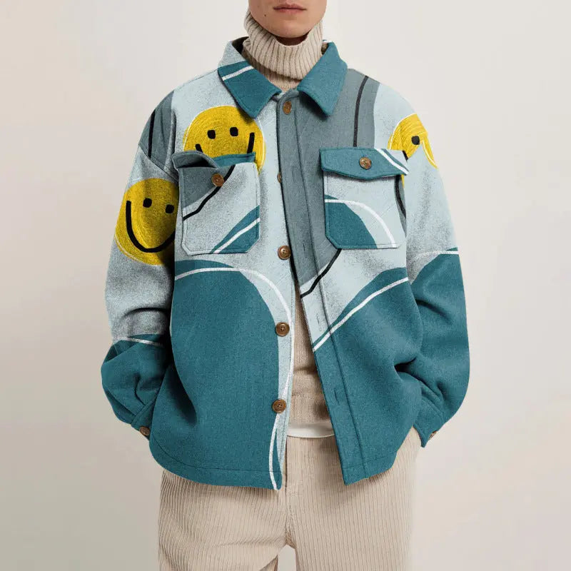 Fashion Trend Lapel Print Jacket Jacket Men - WAlMYe #