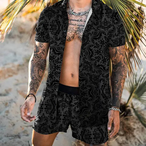 Floral Shirt Beach Two Piece Suit New Fashion Men Sets - WAlMYe #