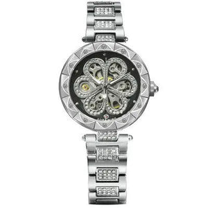 Forsining Mechanical Automatic Ladies Watches Top Brand Luxury Rhinestone Female Wrist Watches Rose Gold Stainless Steel Clock - WAlMYe #