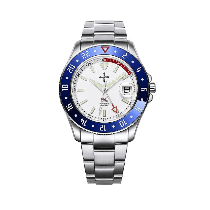GMT Luminous Waterproof Sapphire Glass Stainless Steel Men's Watch - WAlMYe #
