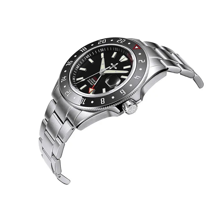 GMT Luminous Waterproof Sapphire Glass Stainless Steel Men's Watch - WAlMYe #
