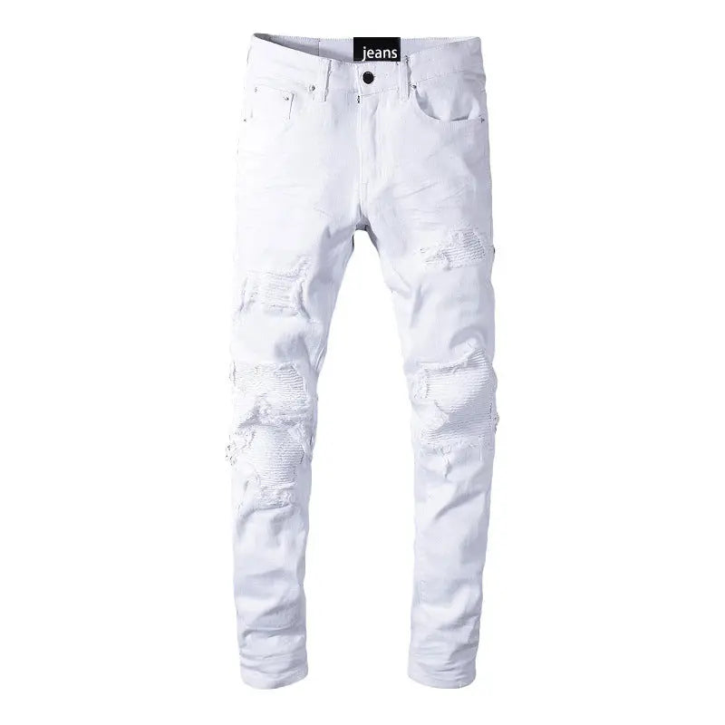 High Street Slim Fashion Men's Jeans Tear Patch - WAlMYe #